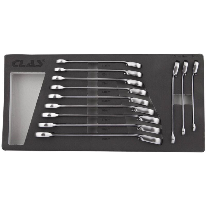 Clas - Insert 12 clés mixtes à cliquet réversible angle 15° 8-19mm CrV - os 4020 Equipements
