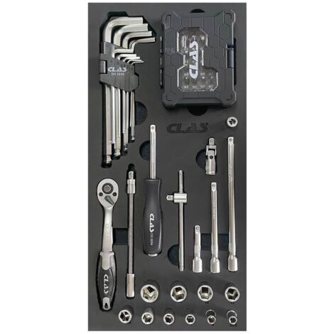 Insert 59 pcs douilles, cliquet et accessoires de serrage 1/4" CrV - OS 3200 - CLAS Equipements