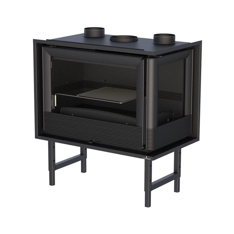 Insert à bois 2 faces ventilé canalisable Bronpi Paris 70 ed 11 kW Avec kit air - Porte fonte - sans vitre sérigraphiée