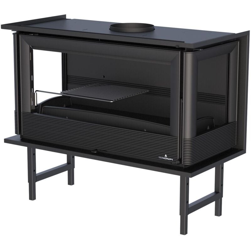 Bronpi - Insert à bois 3 faces ventilé canalisable Paris 90 3C 13 kW Sans kit air - Porte fonte - sans vitre sérigraphiée