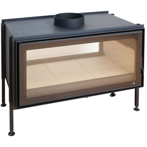 Insert à bois noir modèle C-1000DF + Kit de ventilation + Régulateur de vitesse + Cadre 4 côtés verre cristal noir