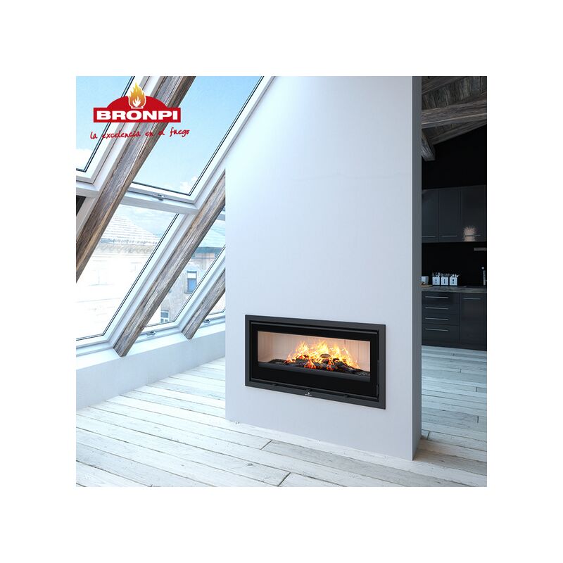 Bronpi - Insert à bois canalisable raccordable Cairo 110 15 kW Sans kit ventilation - Foyer en céramique