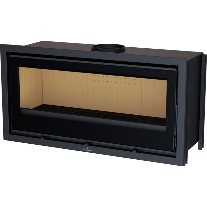 Bronpi - Insert à bois canalisable raccordable Cairo 110 15 kW Foyer en vermiculite - Avec kit ventilation