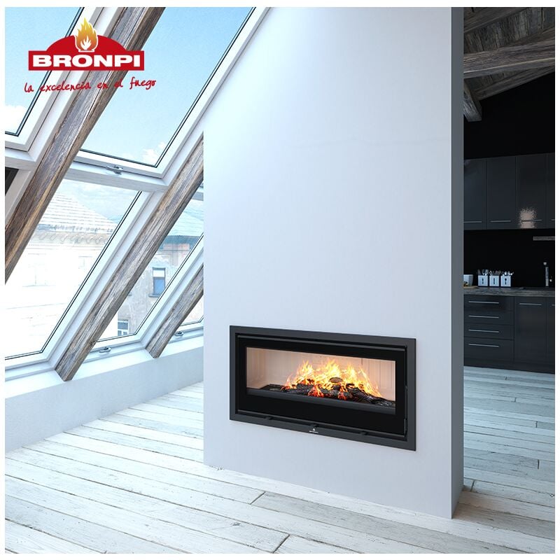 Bronpi - Insert à bois canalisable raccordable Cairo 90 13 kW Sans kit ventilation - Foyer en céramique