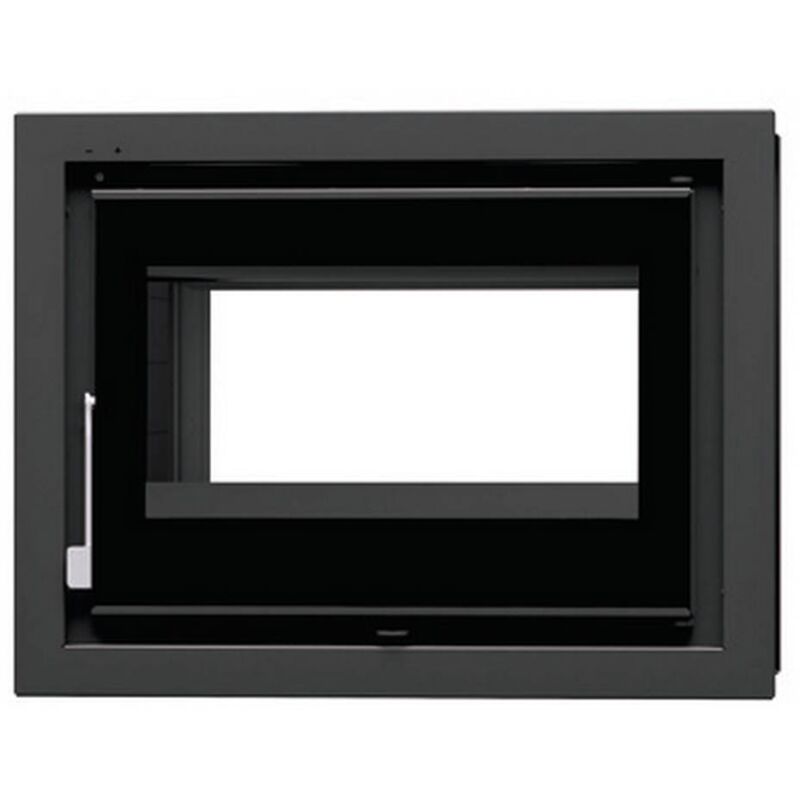 Fm Biomasa - Insert a bois en acier foyer en fonte - double face - vitres serigraphiees - couleur noir - Made in Spain