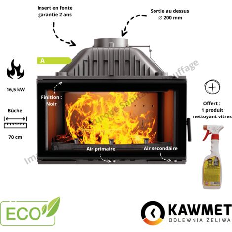 Insert à bois fonte W16 16,3 KW Black KAWMET