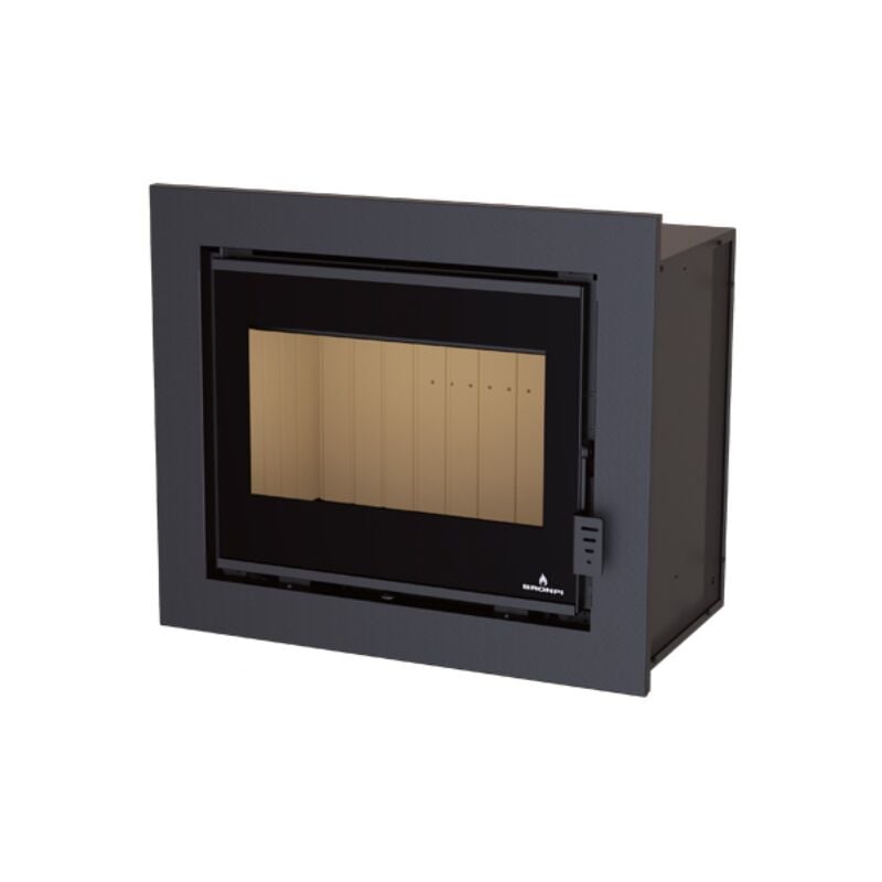 Bronpi - Insert à bois ventilé canalisable Florida 14 kW Porte fonte - avec vitre sérigraphiée noire