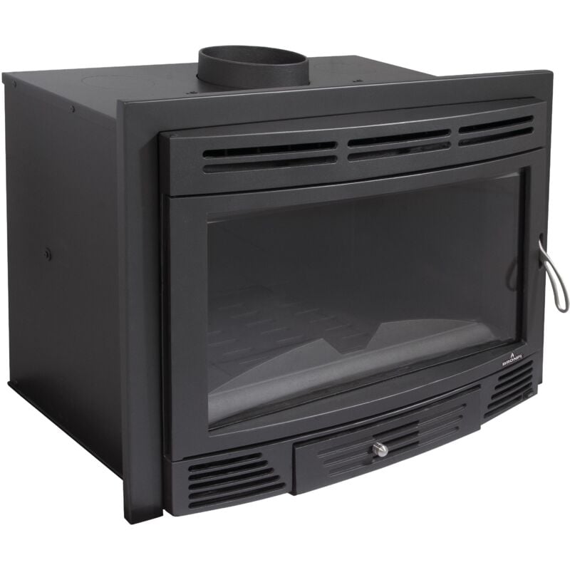 Bronpi - Insert à bois ventilé canalisable Madrid 16.5 kW Porte fonte - sans vitre sérigraphiée noire