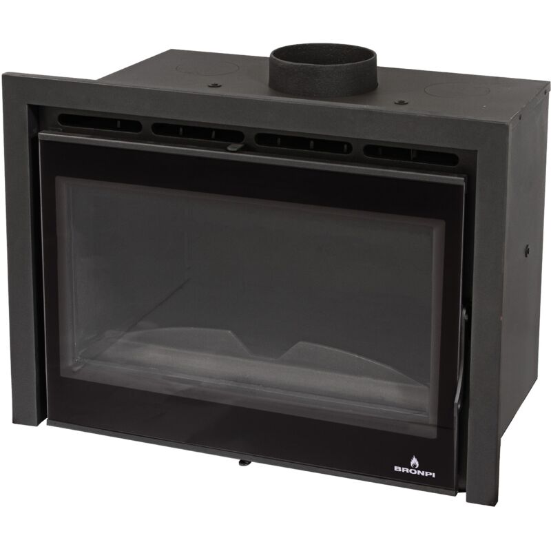 Bronpi - Insert à bois ventilé canalisable Madrid 16.5 kW Porte fonte - avec vitre sérigraphiée noire