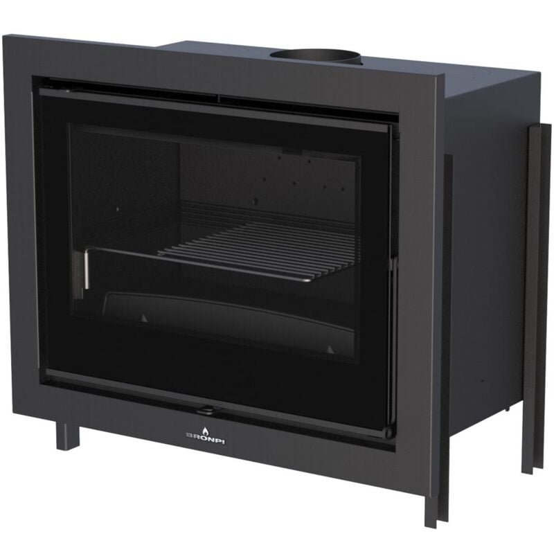 Bronpi - Insert à bois ventilé canalisable Paris 70 12 kW Avec kit air - Porte fonte - avec vitre sérigraphiée