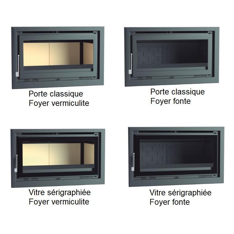 Insert à bois ventilé canalisable - FIREMATIC Mora 13.3 kW Foyer en fonte - Porte fonte - avec vitre sérigraphiée