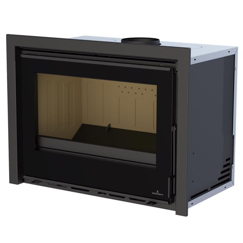 Bronpi - Insert à bois ventilé raccordable Cairo 70-I 12 kW Avec kit air - Foyer en firetek - Avec cadre inférieur