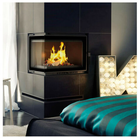 Insert cheminée MAJA 8 BS DECO vitre à gauche - vert