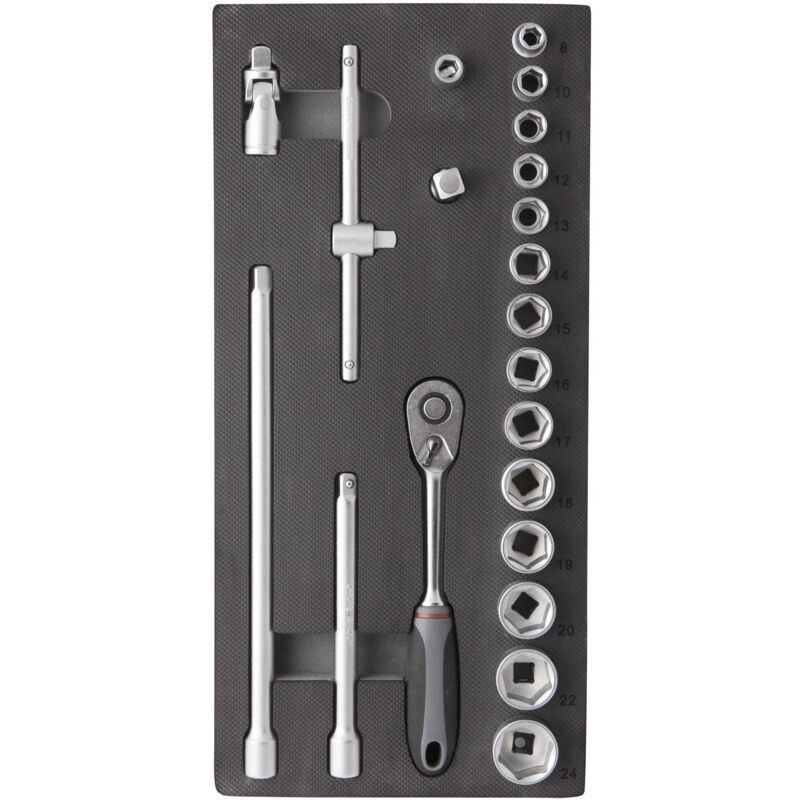 Clas - Insert 21 pcs cliquet et douilles 3/8' CrV - os 3600 Equipements