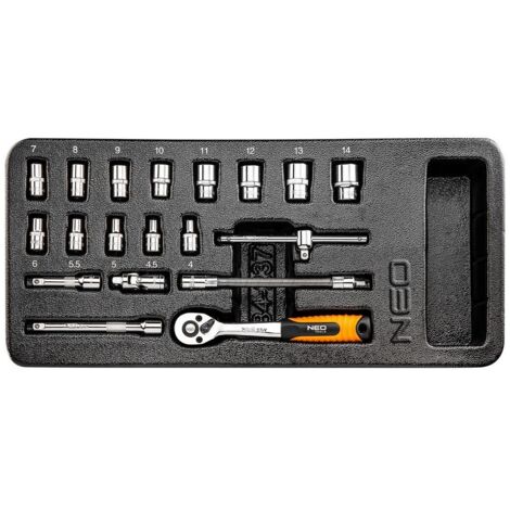 Insert cliquet et douilles 1/4 NEO TOOLS 84-237 19 pièces