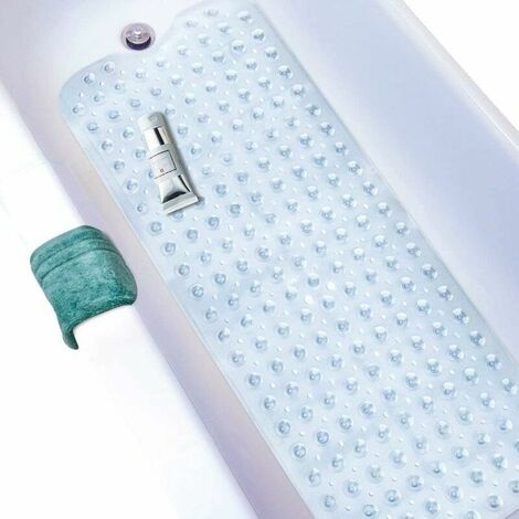 Insert de baignoire XL, tapis de bain antidérapant pour salle de bain, lavable en machine, idéal pour les enfants, bambins senior, 100 x 40cm transparent