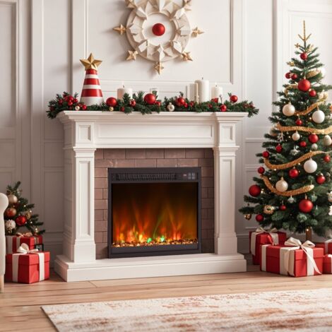 Insert de Cheminée Électrique 18" Chauffage Cheminée Encastré 1500W avec Télécommande Minuterie 0,5-9H Couleur de Flamme Noir