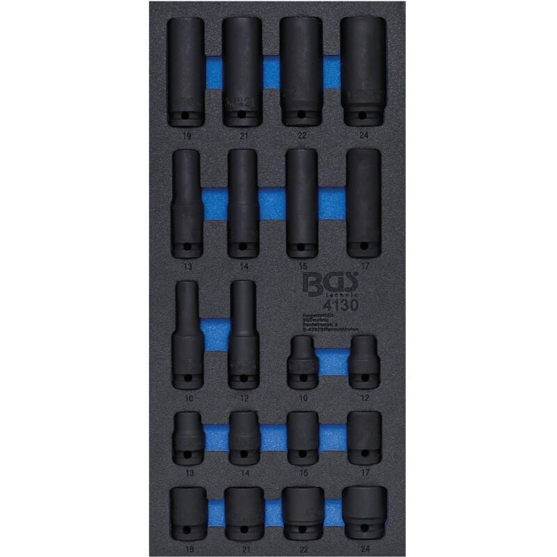 Insert de servante 1/3 Bgs Technic douilles 1/2 a choc 6 pans 10 à 24