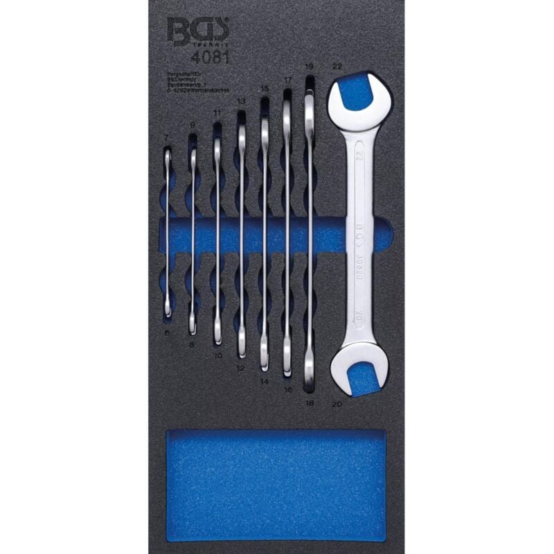 Bgs Technic - Insert de servante 1/3, jeu de cles a fourches doubles 6 à 22 mm