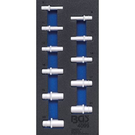 INSERT DE SERVANTE D'ATELIER 1/3 : DOUILLES POUR CLÉ, SIX PANS  10 MM (3/8'')  EN POUCES  PROFONDES 11 PIÈCES BGS 4099