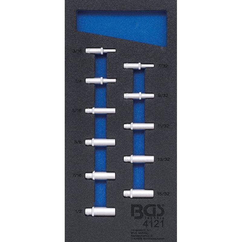 Insert de servante d'atelier 1/3 : douilles pour clé, six pans 6,3 mm (1/4'') en pouces profondes 11 pièces bgs 4121