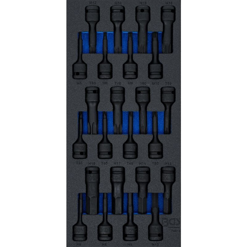 Insert de servante d'atelier 1/3 : Jeu de douilles à embouts de puissance 12,5 mm (1/2') 24 pcs.