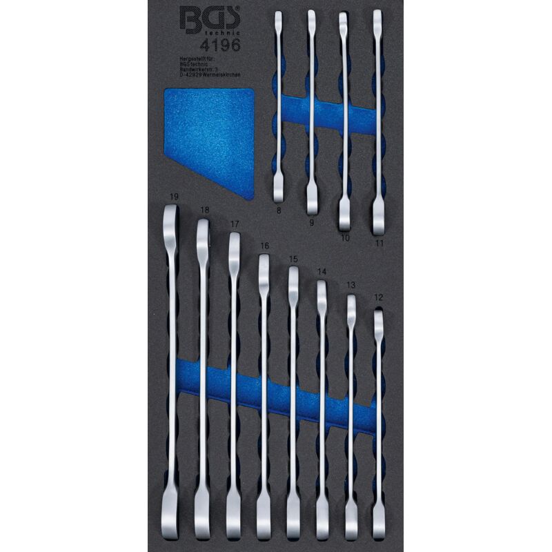 Insert de servante d'atelier 1/3: Jeu de clés mixtes à cliquet 8 - 19 mm 12 pièces