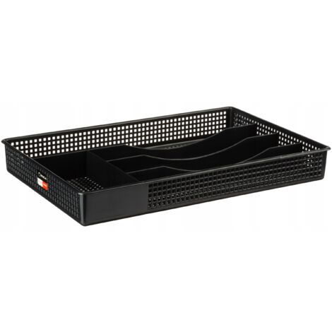 Insert de tiroir pour range-couverts en plastique ajouré, anthracite, 33,2 x 21,4 x 4,3 cm