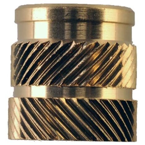 Insert fileté, M5, en Laiton, fixation Ø 6.4mm, L 9.5mm ( Prix pour Sachet de 100 )
