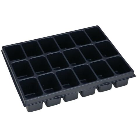 BS SYSTEMS Insert pour petites pièces i-BOXX® iB 72 l349xP265xH63mm polystyrène avec 18 cuvettes noir