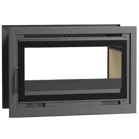 Insertable de Leña 100 cm a 2 Caras con 2 Puertas y Turbinas FM Modelo IT-102 Cristal Serigrafiado