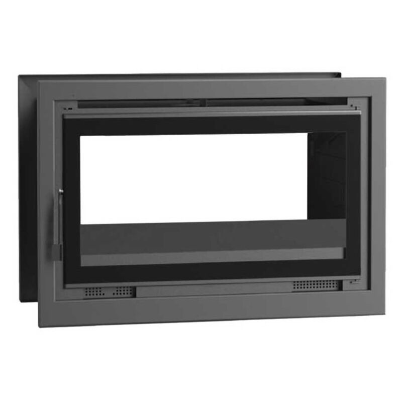 

Fm Biomasa - Insertable de Leña 100 cm a 2 Caras con 2 Puertas y Turbinas FM Modelo IT-102 Cristal Serigrafiado Interior en Fundicion