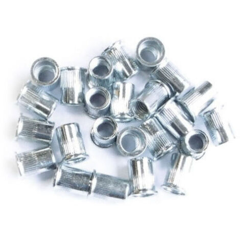 Inserti filettati a testa piatta da 12 mm – Dadi cilindrici per lamiera – Passo 12 x 175 – Confezione da 25