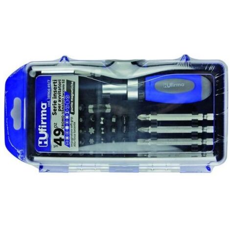 INSERTI Per AVVITATORI HU-FIRMA CROMO VANADIO con cacciavite cricchetto SET 49pz