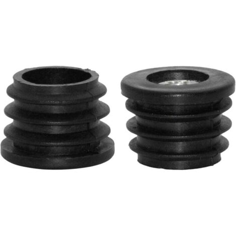 Inserti per tubi rotondi da 4 pezzi con filettatura M8, per tubi rotondi da 25 mm, inserti per rotelle rotonde in plastica nera, tappi per gambe di sedie e mobili