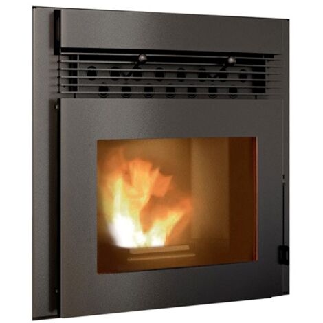 Inserto camino a pellet 11 kW Punto Fuoco Alessio grigio siliconico - Giallo