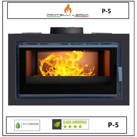 inserto camino a legna canalizzabile a legna P-5 - 110 cm