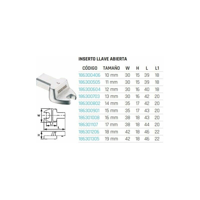 

Teng Tools - Inserto llave abierta/fija (inserción 9x12 mm) 690510 | 18 mm