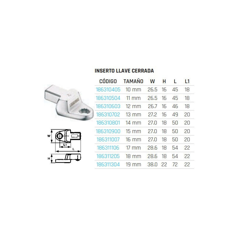 

Teng Tools - Inserto llave cerrada/estrella (inserción 9x12 mm) 690710 | 19 mm