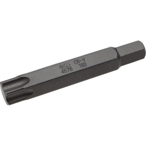 Inserto  lunghezza 75 mm  attacco esagono esterno 10 mm  profilo a T (per Torx) T60