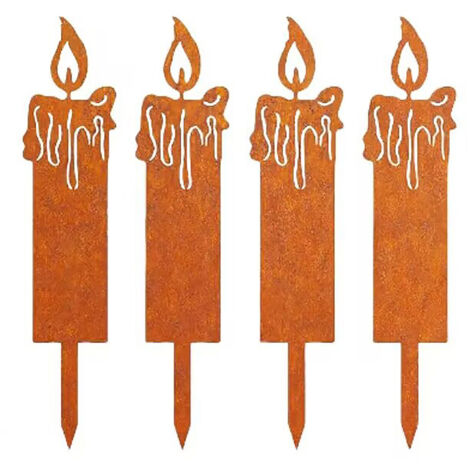 Inserto navideño rústico y decorativo para el suelo con 4 velas, fabricado en hierro forjado, para el hogar, el jardín y zonas exteriores.