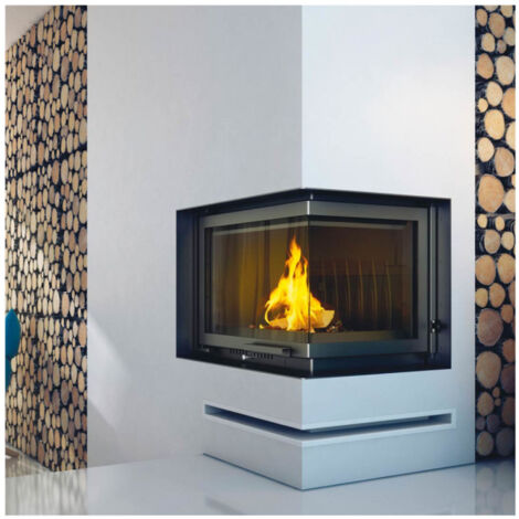 Inserto para chimenea ZUZIA 16 BS cristal en el lado derecho puerta de guillotina