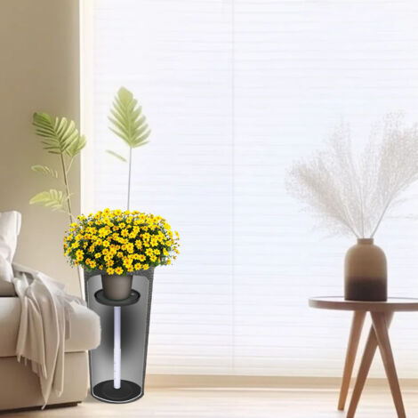 Inserto para plantas, fijación ajustable con orificios de drenaje, juego de 2 unidades, fabricado en PP+ABS negro.