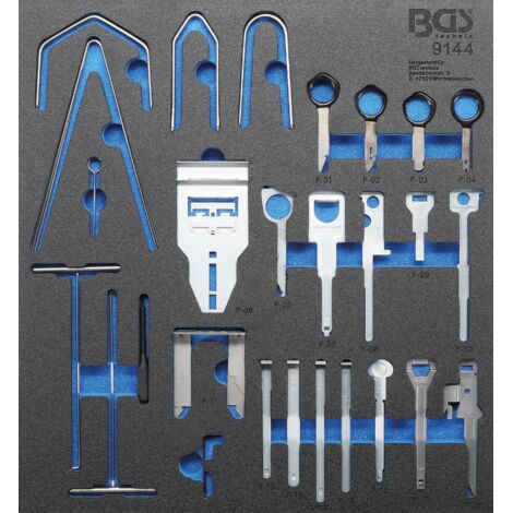Inserto per carrello officina BGS 2/3: set smontaggio radio 52 pezzi - 9144