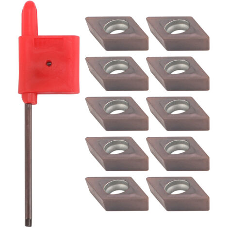 Insertos de torneado, 10 piezas DCMT0702 EM YBC205, insertos de carburo revestidos, herramienta de torneado CNC con llave