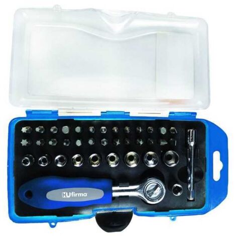 Insertos/llaves de vaso de 1/4" Hu-Firma cromo vanadio / S2 set de 38 piezas