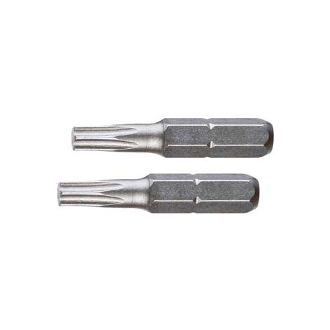 Inserts à tête Torx sous blister pour tournevis 25 mm - 25 mm TORX TX 15 sous blister de 2 pièces.