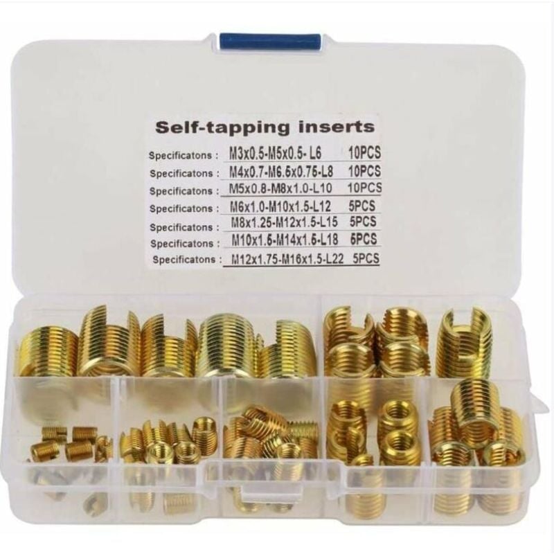 Inserts filetés autotaraudeurs, 50 inserts filetés autotaraudeurs combinés qui augmentent la résistance des filetages dans l'industrie métallurgique
