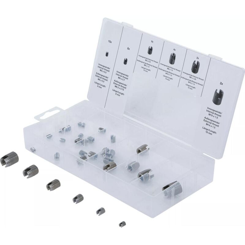 Bgs Technic - Inserts filetes autotaraudeurs a fente 32 pcs - assortiment 3 à 10 mm