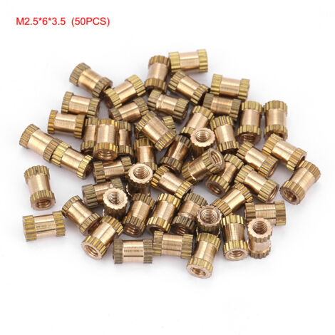 Inserts métalliques brass hexagonale pour montage M2.5 x 6 x 3.5 50pc - Pointe noyée durable et résistante